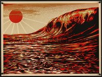 7r0775 SHEPARD FAIREY signed #373/700 18x24 art print 2011 Dark Wave/Rising Sun, 1st, tsunami relief!