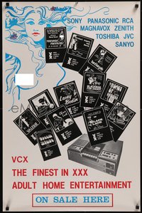 7r0173 VCX 23x35 advertising poster 1980s the finest in XXX adult home entertainment, ultra rare!