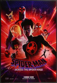 7r0596 SPIDER-MAN: ACROSS THE SPIDER-VERSE int'l advance DS 1sh 2023 Morales/Spidey & Gwen, rare!