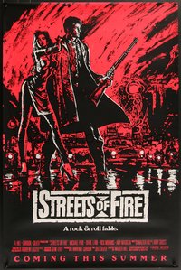 7r0605 STREETS OF FIRE advance 1sh 1984 Walter Hill, Riehm pink dayglo art, a rock & roll fable!