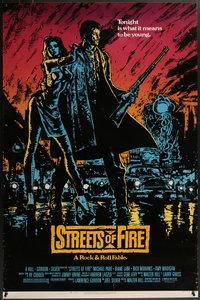 7r0607 STREETS OF FIRE 1sh 1984 Walter Hill, Michael Pare, Diane Lane, cool artwork by Riehm!