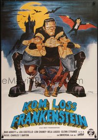 7r0224 ABBOTT & COSTELLO MEET FRANKENSTEIN Swedish R1970 Dill art of Wolfman, Dracula, Bud & Lou!