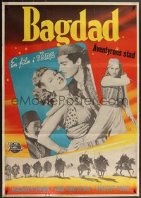 7r0225 BAGDAD Swedish 1950 Hubschmid, Maureen O'Hara, different art by Gosta Aberg, ultra rare!