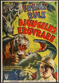 7r0236 JUNGLE CAVALCADE Swedish 1941 different art of Buck & African jungle creatures, ultra rare!