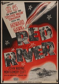 7r0242 RED RIVER Swedish 1948 John Wayne, Montgomery Clift, Howard Hawks classic, Rohman art, rare!