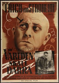 7r0247 WORLD WILL SHAKE Swedish 1940 different Eric Rohman art of Eric von Stroheim, ultra rare!