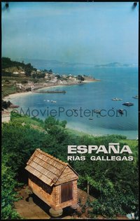 7r0178 ESPANA 25x39 Spanish travel poster 1964 great image of hut at Rias Gallegas, ultra rare!