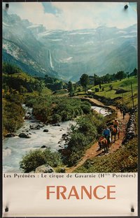 7r0179 FRANCE Les Pyrenees style 25x39 French travel poster 1950s great images!