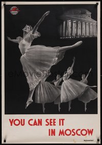 7r0182 INTOURIST 25x36 Russian travel poster 1950s ballerinas & Bolshoi theater, ultra rare!