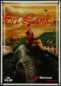 7r0183 KLM SRI LANKA 24x33 Dutch travel poster 1990s Sylvan Steenbrink, Martinair, 747, ultra rare!