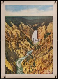 7r0193 UNION PACIFIC RAILROAD 26x36 travel poster 1950s Yellowstone Falls & Canyon, ultra rare!