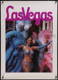 7r0194 UNITED AIRLINES LAS VEGAS 25x35 travel poster 1975 cool image of sexy showgirl in costume!