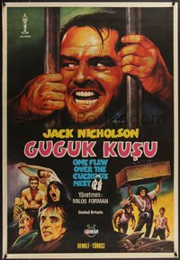 7r0115 ONE FLEW OVER THE CUCKOO'S NEST Turkish 1981 Jack Nicholson, wild misleading artwork!