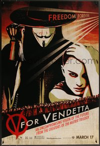 7r0633 V FOR VENDETTA teaser 1sh 2005 Wachowskis, Natalie Portman, Hugo Weaving w/ raised fist!