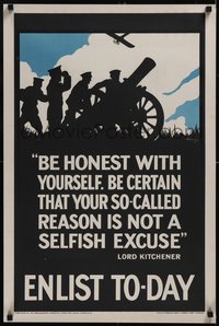 7r0127 BE HONEST WITH YOURSELF 20x30 English WWI war poster 1915 Soutril soldier art, ultra rare!