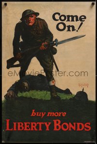 7r0128 COME ON BUY MORE LIBERTY BONDS 20x30 WWI war poster 1918 Whitehead art of U.S. soldier!