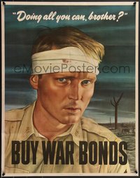 7r0803 DOING ALL YOU CAN BROTHER 22x28 WWII war poster 1943 Sloan art of wounded soldier!