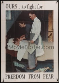 7r0007 FREEDOM FROM FEAR 29x40 WWII war poster 1943 great Norman Rockwell Four Freedoms art, rare!