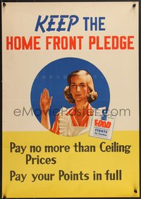 7r0808 KEEP THE HOME FRONT PLEDGE 20x28 WWII war poster 1944 WWII, artwork of woman taking the pledge!