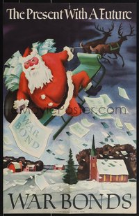 7r0810 PRESENT WITH A FUTURE 14x22 WWII war poster 1942 Adolf Dehn art of Santa giving war bonds!