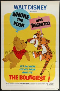 7r0641 WINNIE THE POOH & TIGGER TOO 1sh 1974 Walt Disney, characters created by A.A. Milne!