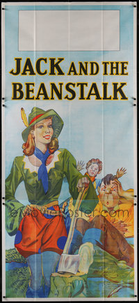 7s0158 LOT OF 4 TRI-FOLDED JACK & THE BEANSTALK STAGE PLAY ENGLISH THREE-SHEETS 1930s female lead!