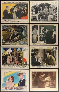 7s0500 LOT OF 8 SILENT LOBBY CARDS 1920s great scenes from a variety of different movies!