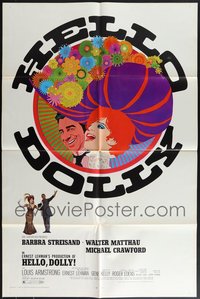 7s0323 LOT OF 5 FOLDED HELLO DOLLY ONE-SHEETS 1969 Amsel art of Barbra Streisand & Walter Matthau!