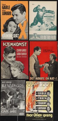 7s0855 LOT OF 6 CLARK GABLE DANISH PROGRAMS 1930s-1940s Comrade X, Mogambo, Call of the Wild & more!