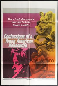 7s0266 LOT OF 15 FOLDED CONFESSIONS OF A YOUNG AMERICAN HOUSEWIFE ONE-SHEETS 1974 Joe Sarno, sexy!