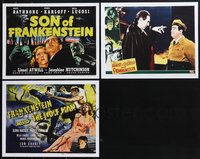 7s0596 LOT OF 3 UNIVERSAL HORROR REPRO LOBBY CARDS 2000s from three different Frankenstein movies!