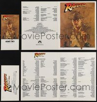 7s0856 LOT OF RAIDERS OF THE LOST ARK SCREENING PROGRAM & TICKET 1981 both with Richard Amsel art!