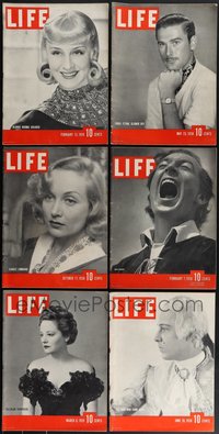 7s0586 LOT OF 6 1930S LIFE MAGAZINES WITH MOVIE STAR COVERS 1930s Lombard, Shearer, Flynn & more!