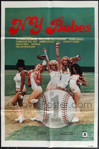 7s0189 LOT OF 47 FOLDED SINGLE-SIDED N.Y. BABES ONE-SHEETS 1979 sexy female baseball players!