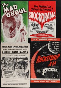 7s0103 LOT OF 4 HORROR/SCI-FI UNCUT PRESSBOOKS 1940s-1960s Mad Ghoul, Rocketship X-M & more!