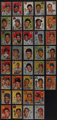 7s0837 LOT OF 38 1954 TOPPS BASEBALL TRADING CARDS 1954 a variety of different players & teams!