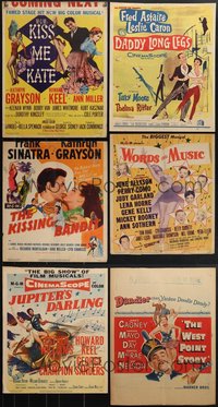 7s0135 LOT OF 6 MUSICAL WINDOW CARDS 1940s-1950s great images from several different movies!