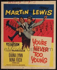 7s0130 LOT OF 7 YOU'RE NEVER TOO YOUNG WINDOW CARDS 1955 Dean Martin carrying Jerry Lewis!