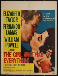 7s0138 LOT OF 5 GIRL WHO HAD EVERYTHING WINDOW CARDS 1953 Elizabeth Taylor kissing Fernando Lamas!