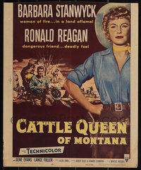 7s0128 LOT OF 10 CATTLE QUEEN OF MONTANA WINDOW CARDS 1954 Barbara Stanwyck, Ronald Reagan!