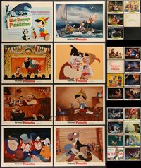 7s0460 LOT OF 27 WALT DISNEY LOBBY CARDS 1970s Pinocchio, Bambi & Peter Pan complete re-issue sets!