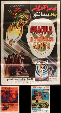 7s0608 LOT OF 3 FOLDED EGYPTIAN DRACULA POSTERS 1970s great different vampire horror art!