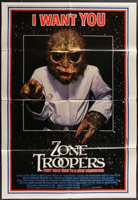 7s0227 LOT OF 24 FOLDED ZONE TROOPERS ONE-SHEETS 1985 Uncle Sam I Want You alien parody image!