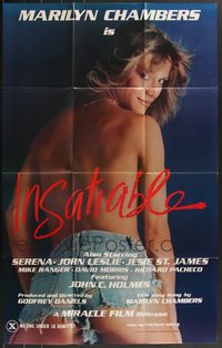 7s0330 LOT OF 3 FOLDED SINGLE-SIDED 24X37 INSATIABLE ONE-SHEETS 1980 sexy topless Marilyn Chambers!