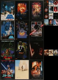 7s0853 LOT OF 27 STAR WARS JAPANESE CHIRASHI POSTERS 1970s-2010s from most movies in the series!