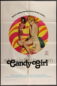 7s0304 LOT OF 7 FOLDED SINGLE-SIDED CANDY GIRL ONE-SHEETS 1979 nothing sweeter than all-day-sucker!