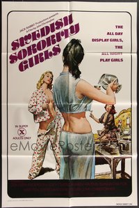 7s0236 LOT OF 22 FOLDED SINGLE-SIDED SWEDISH SORORITY GIRLS ONE-SHEETS 1977 all night play girls!