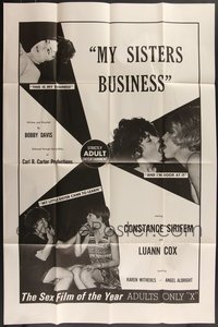 7s0278 LOT OF 10 FOLDED SINGLE-SIDED MY SISTER'S BUSINESS ONE-SHEETS 1970 and she's good at it!