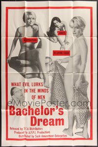 7s0305 LOT OF 7 FOLDED SINGLE-SIDED BACHELOR'S DREAM ONE-SHEETS 1967 evil lurks in men's minds!