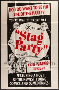 7s0241 LOT OF 21 FOLDED SINGLE-SIDED STAG PARTY ONE-SHEETS 1970s you're invited, it's funny & sexy!